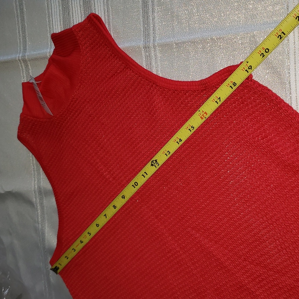 H.I.P. NEW Top Hi-Lo Trapeze Tank Womens L, XL Sheer Knit Net RED - Picture 8 of 11